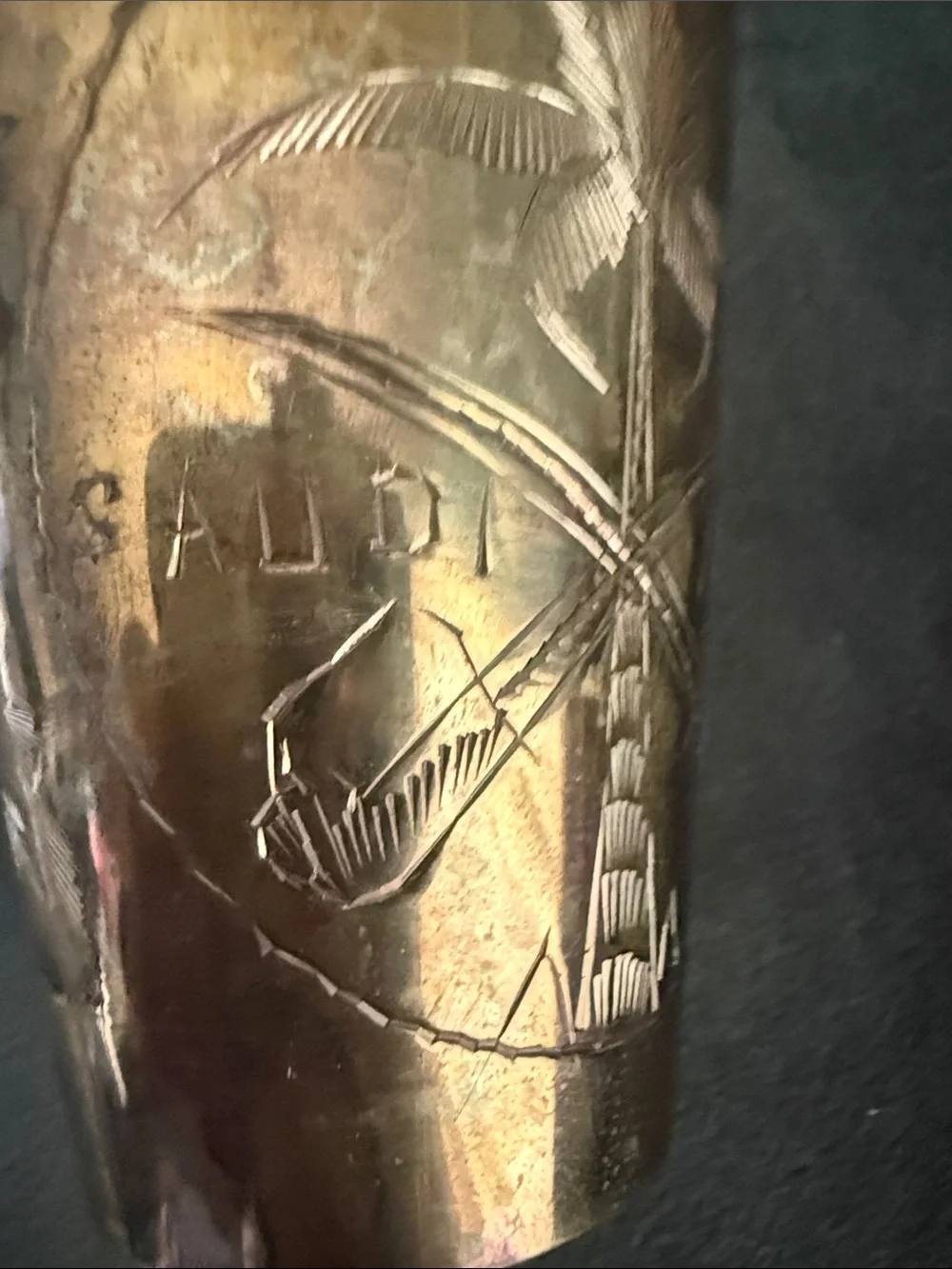 Brass Floral Etched Tumbler Set - Gold Saudi Arabia